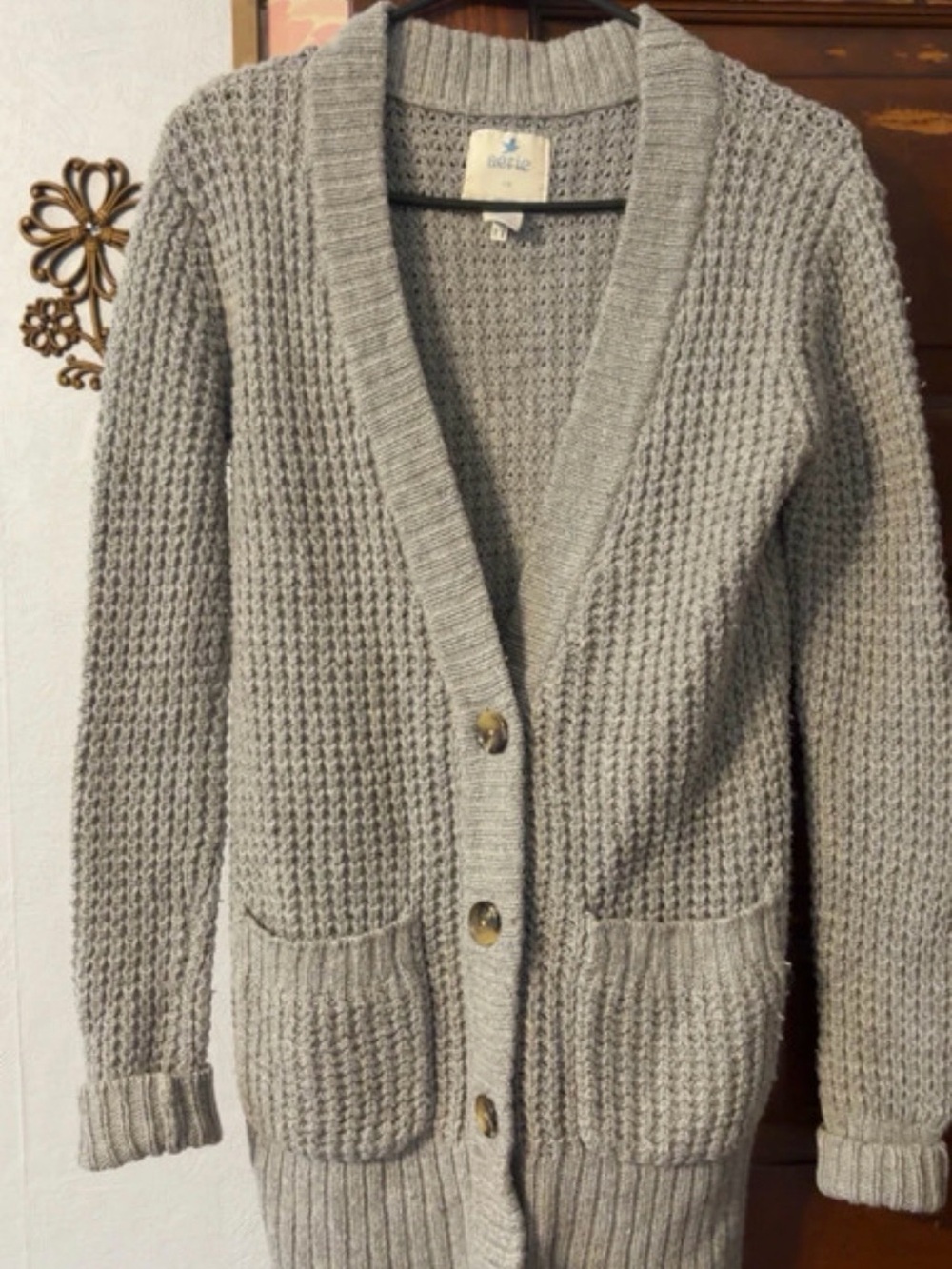 Vintage Aerie Cozy Gray Long Knit Cardigan Sweater - Women's